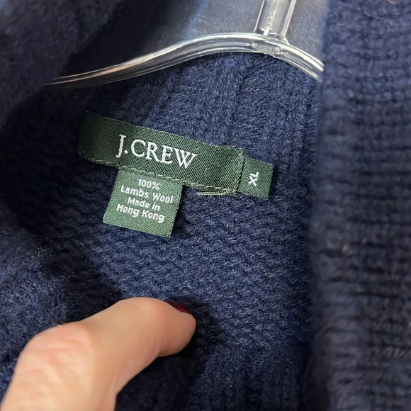 Men’s J. Crew Navy Lambswool hatter Button Pullover Sweater XL - Picture 4 of 7